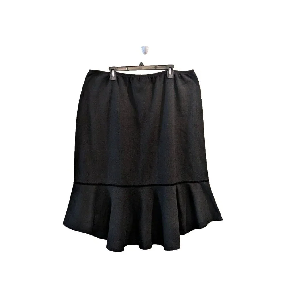 Cato Hi Low Flounced Hem Tweed Skirt Black‎ 18/20W Bow